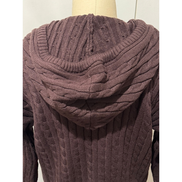 Women's FOREVER 21 Brown Cable Knit Zip-Up Hoodie sweater M - Picture 5 of 10